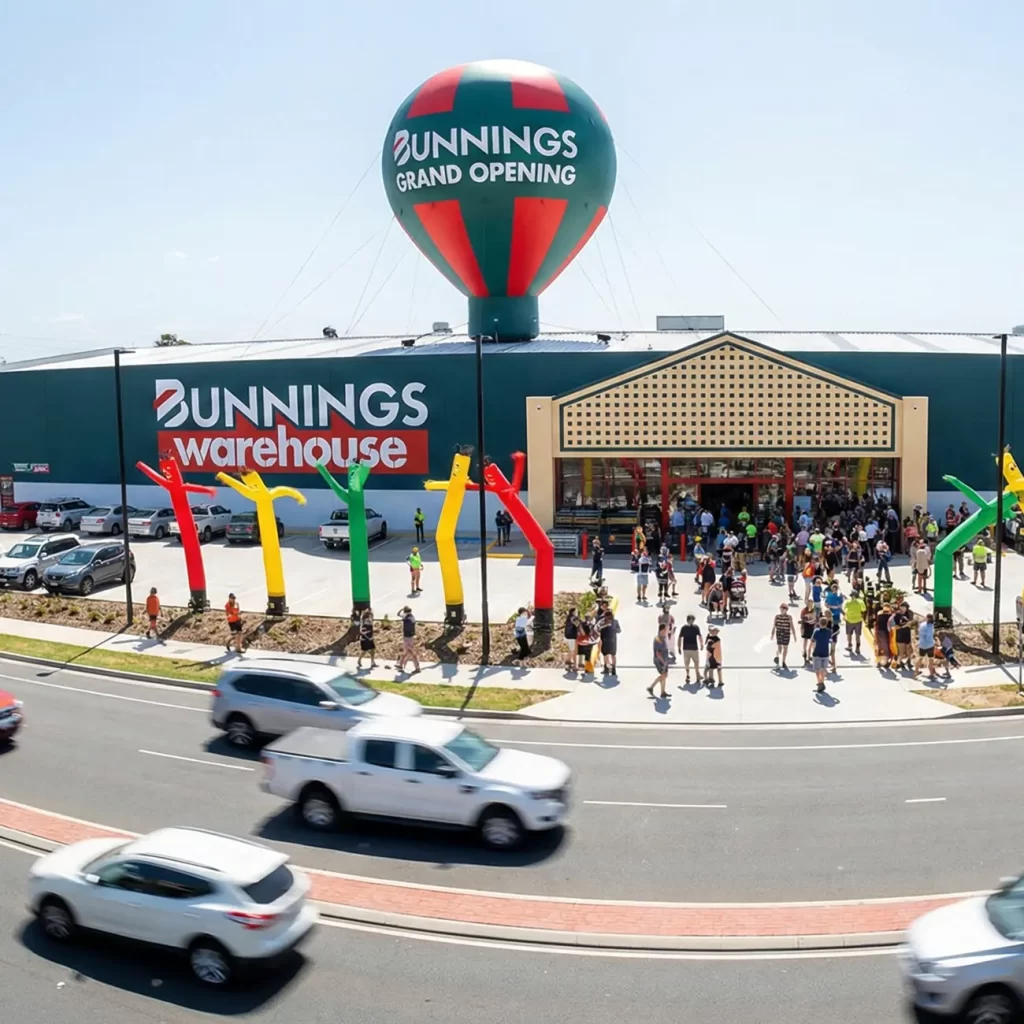 Giant inflatable balloon on Bunnings rooftop