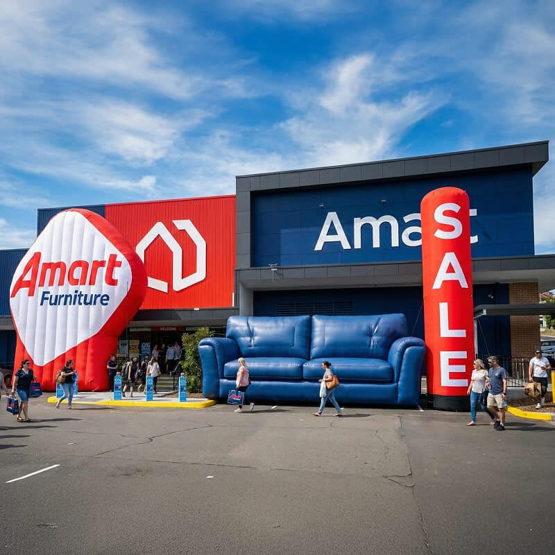Giant inflatable furniture outside of furniture store