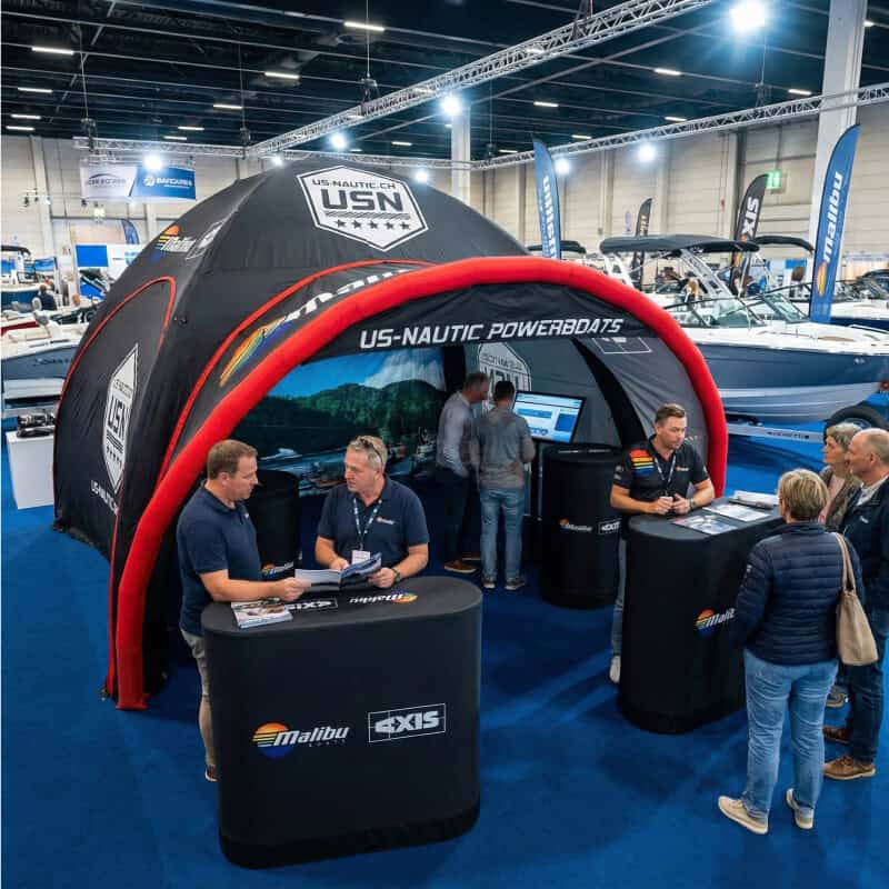 Inflatable tent at boat show