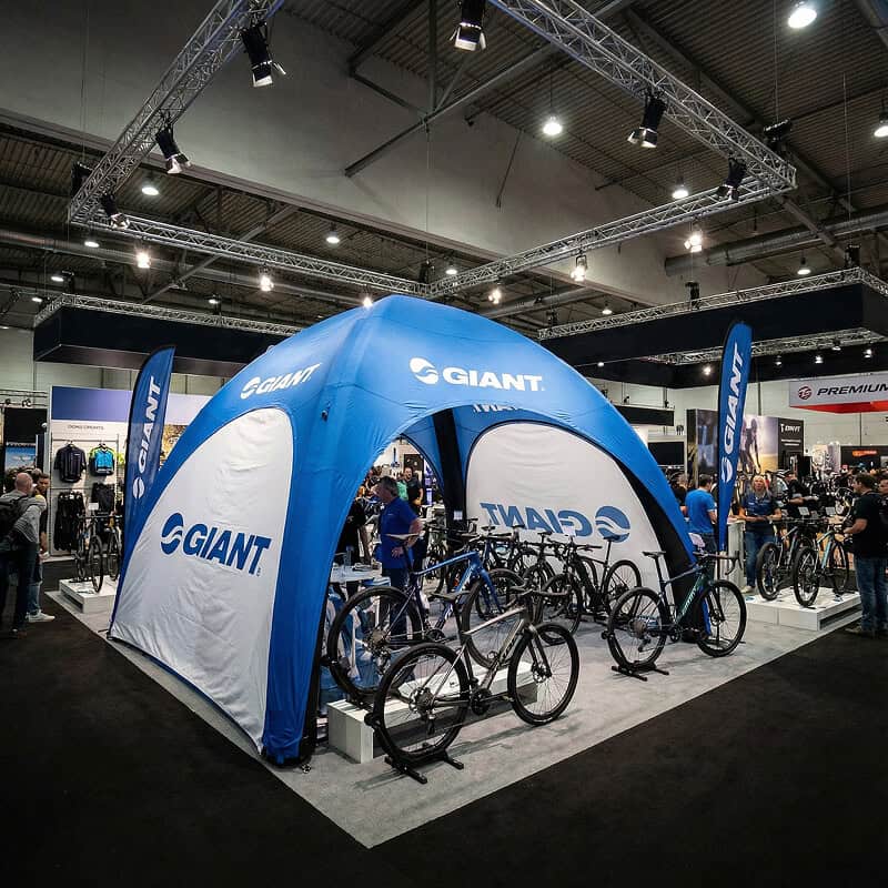 Biked under inflatable tent at trade show