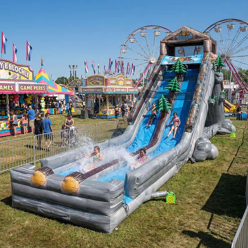 Large inflatable water slide at carnival