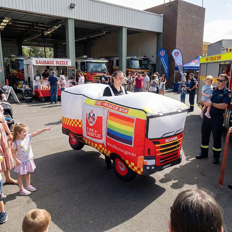 Inflatable red fire truck