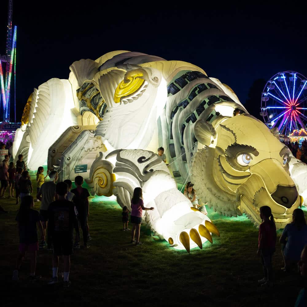 light up giant inflatable bear play structure
